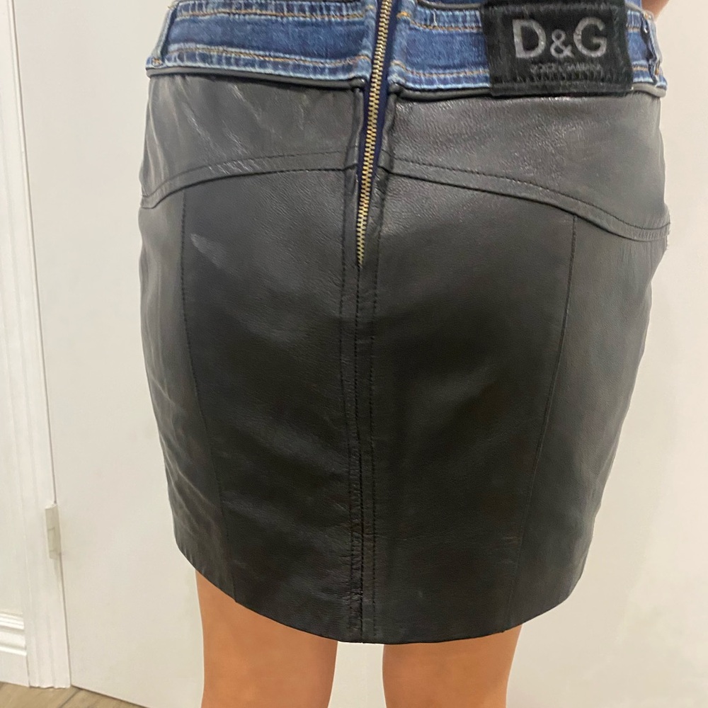 Vintage 90’s D&G Blue Denim and Black Leather Dress - Picture 7 of 16